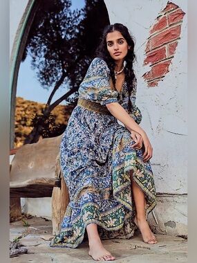 NWOT Free People Golden Hour Border Maxi Dress Small